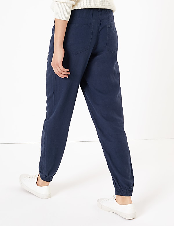 Linen Rich Tapered Ankle Grazer Trousers