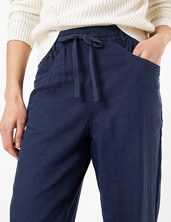 Linen Rich Tapered Ankle Grazer Trousers