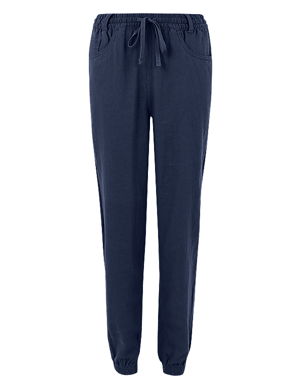 Linen Rich Tapered Ankle Grazer Trousers