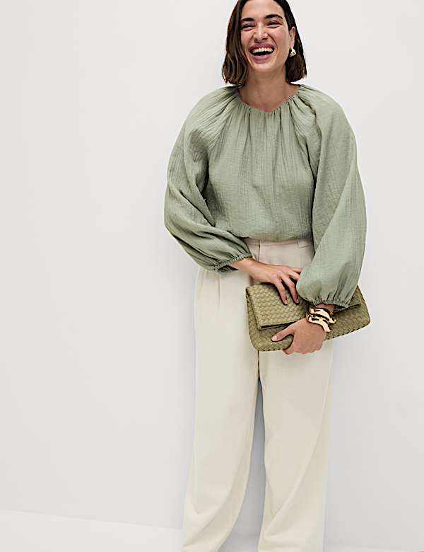 High Waisted Tailored Wide Leg Jeans