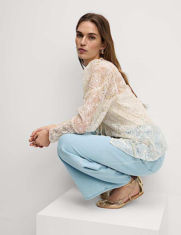 High Waisted Tailored Wide Leg Jeans