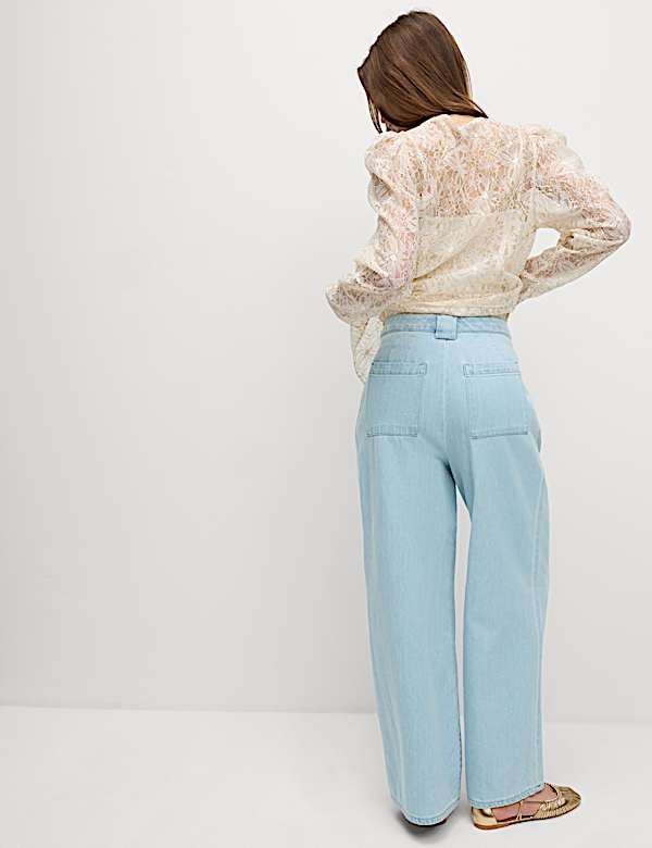 High Waisted Tailored Wide Leg Jeans