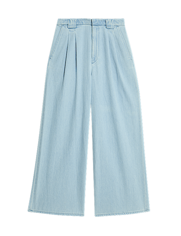 High Waisted Tailored Wide Leg Jeans
