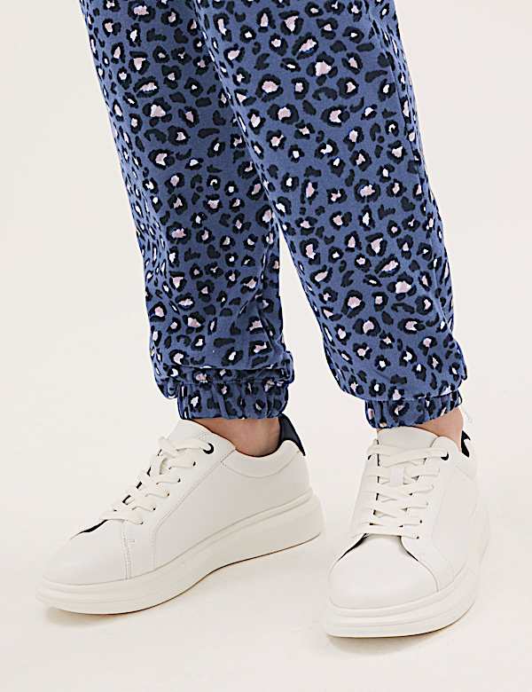 Pure Cotton Animal Print Tapered Joggers