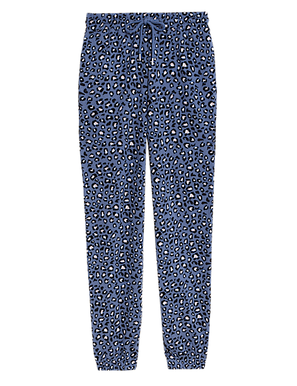 Pure Cotton Animal Print Tapered Joggers