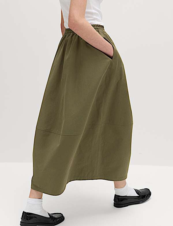 Pure Cotton Cocoon Shape Midi Skirt - AU