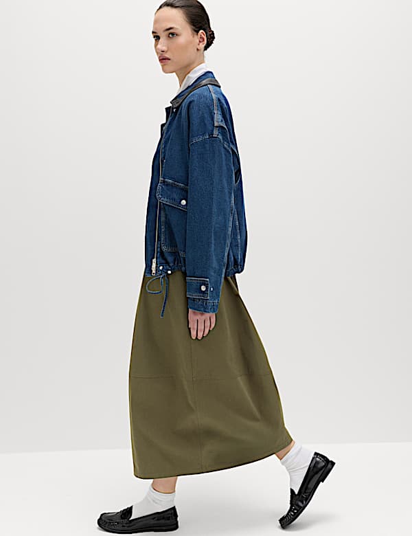 Pure Cotton Cocoon Shape Midi Skirt - AU