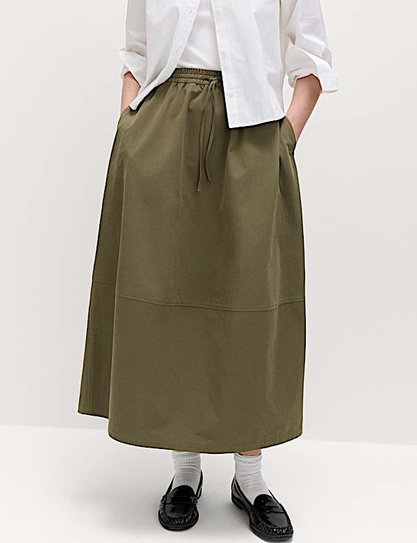 Pure Cotton Cocoon Shape Midi Skirt - AU