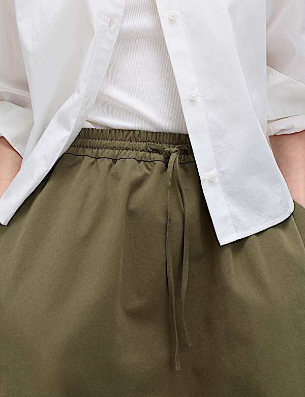 Pure Cotton Cocoon Shape Midi Skirt - AU