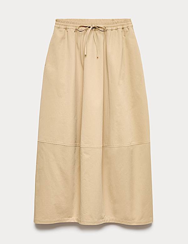 Pure Cotton Cocoon Shape Midi Skirt - BE