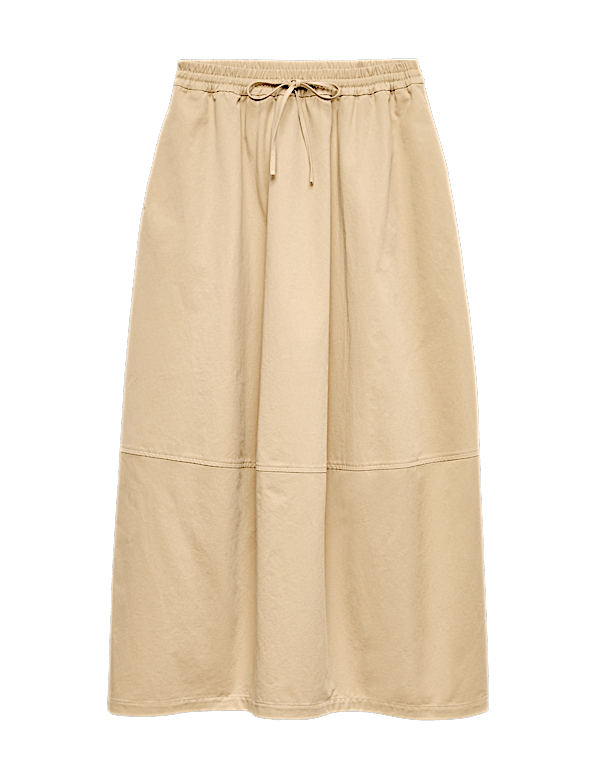 Pure Cotton Cocoon Shape Midi Skirt
