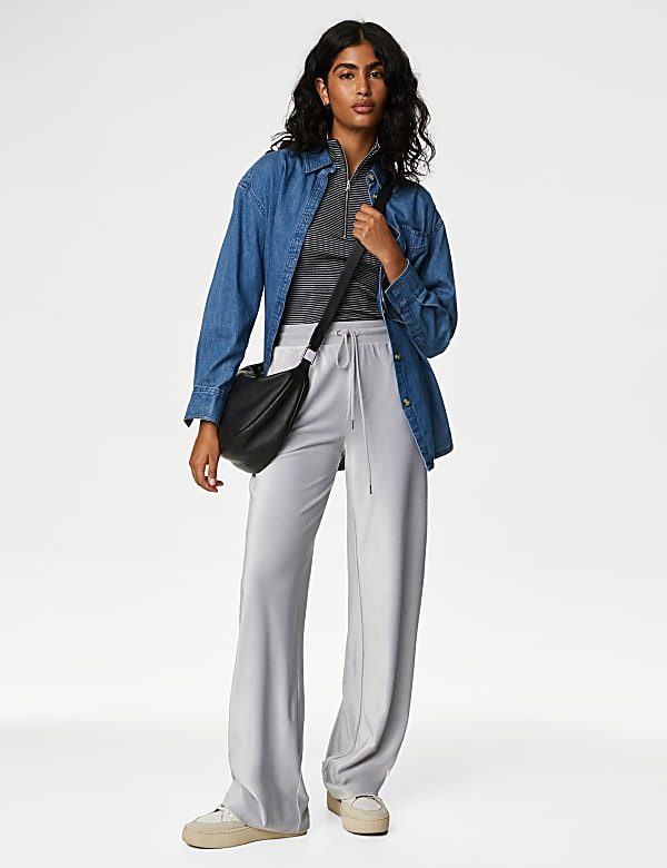 Velour Wide Leg Joggers