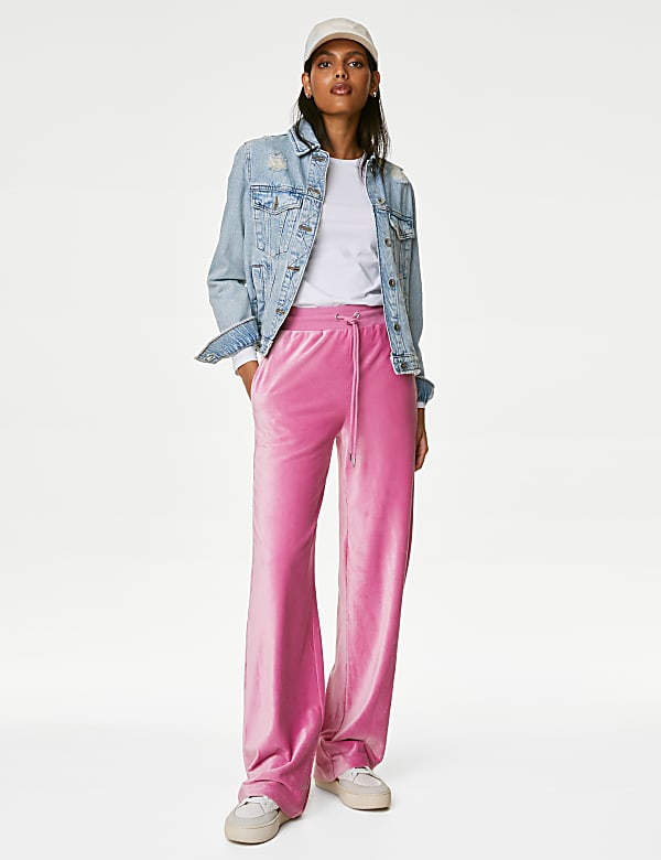 Velour Wide Leg Joggers