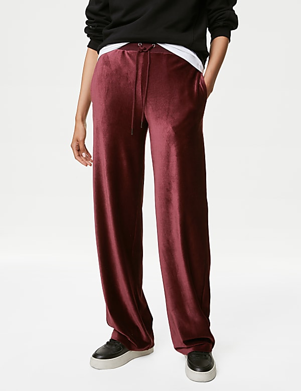 Velour Wide Leg Joggers