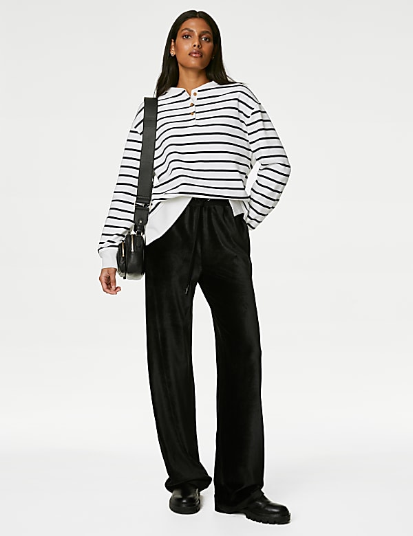 Velour Wide Leg Joggers