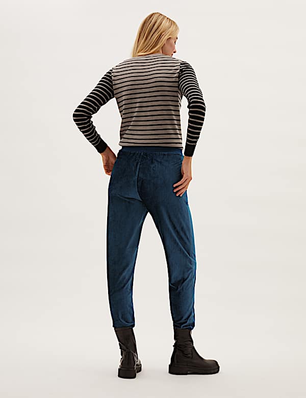 Velour Tapered Ankle Grazer Joggers