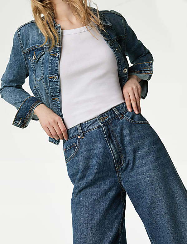 Slouchy Mid Rise Wide Leg Jeans