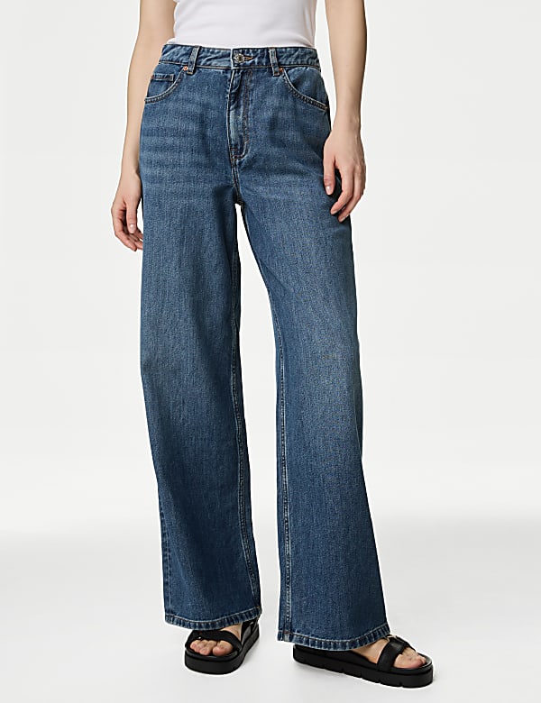 Slouchy Mid Rise Wide Leg Jeans