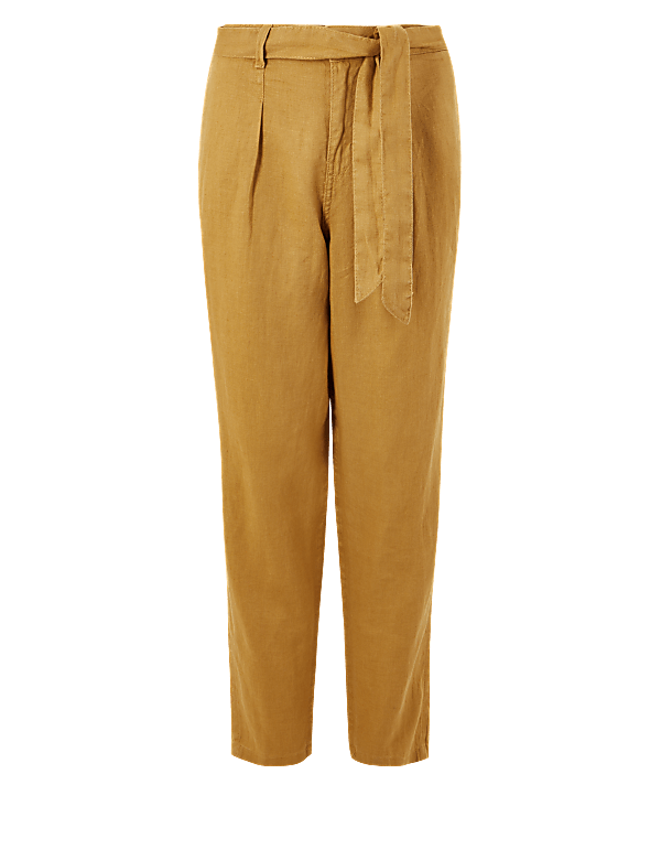 Pure Linen Tapered Leg Trousers