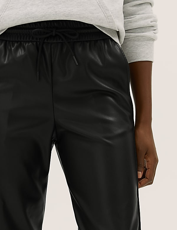 Leather Look Tapered Joggers