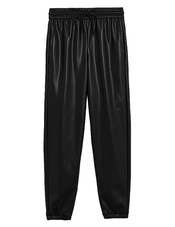 Leather Look Tapered Joggers