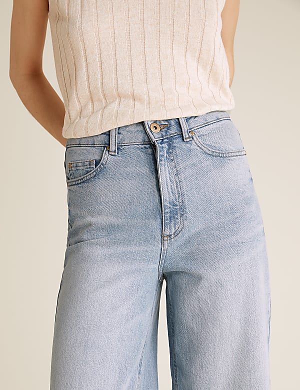 High Waisted Wide Leg Cropped Jeans