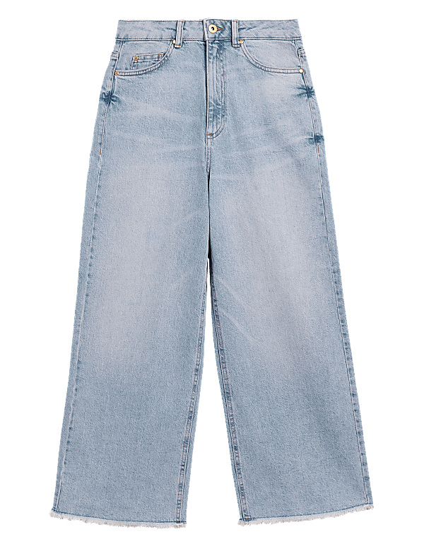 High Waisted Wide Leg Cropped Jeans