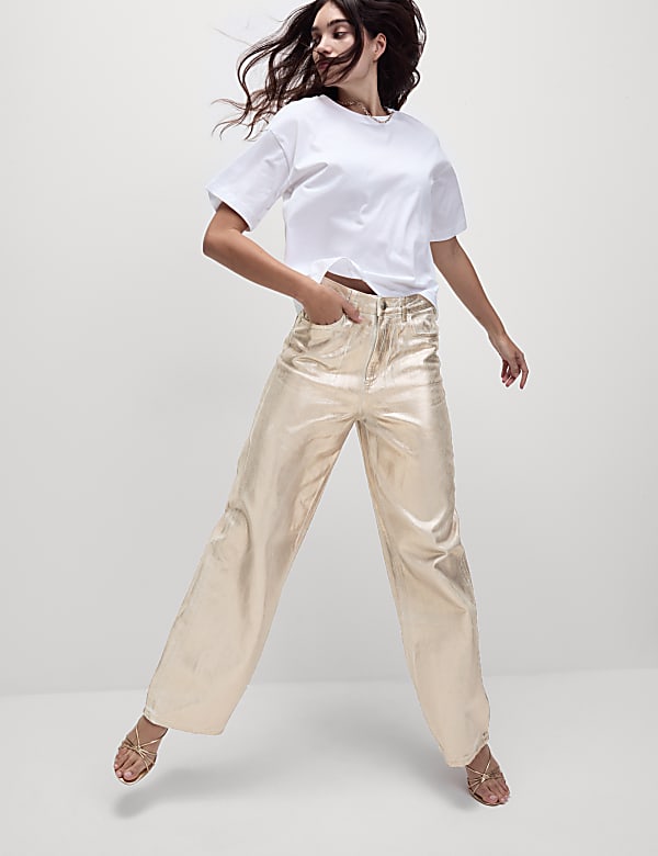 Metallic Wide Leg Jeans - MX