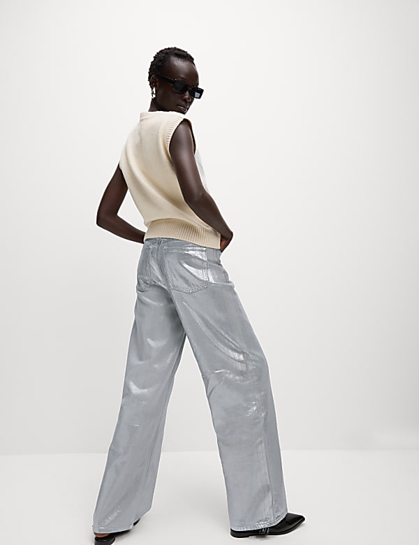 Metallic Wide Leg Jeans - IT