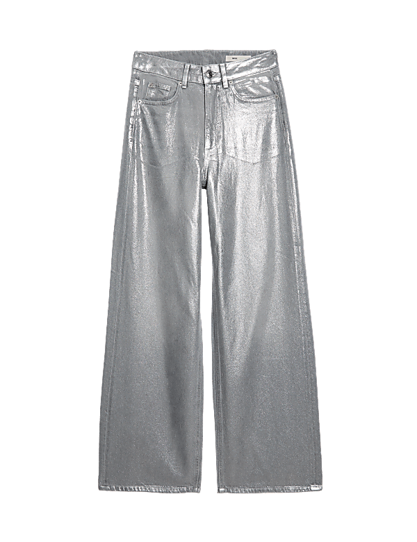 Metallic Wide Leg Jeans