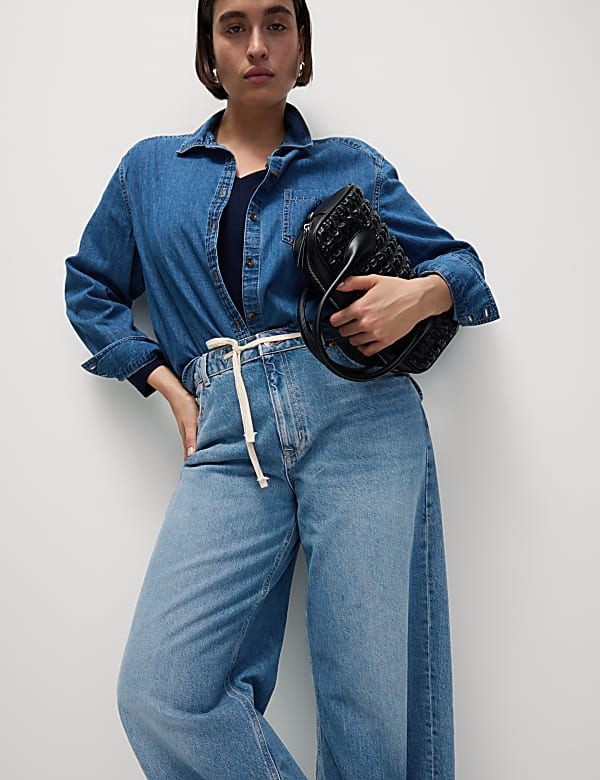 Mid Rise Wide Leg Jeans with Lyocell