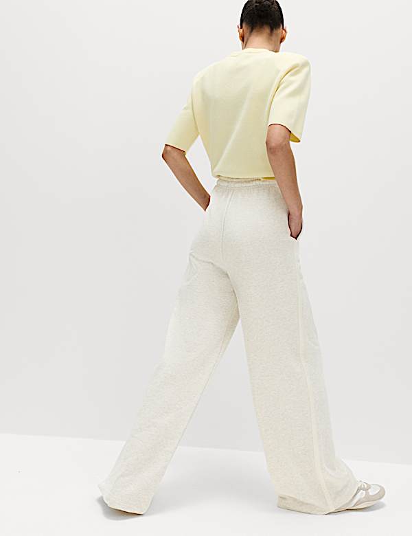 Pure Cotton Side Stripe Wide Leg Joggers - IS