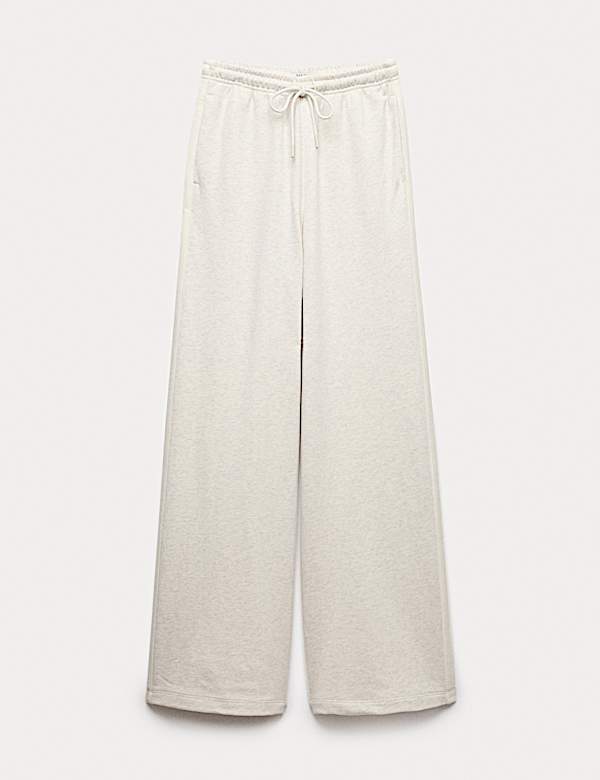 Pure Cotton Side Stripe Wide Leg Joggers - IS