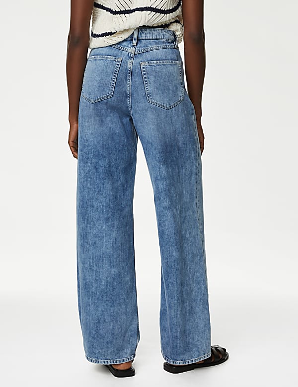 Linen Blend High Waisted Wide Leg Jeans
