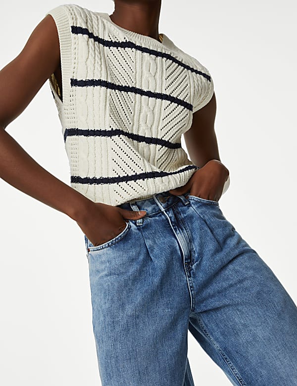 Linen Blend High Waisted Wide Leg Jeans