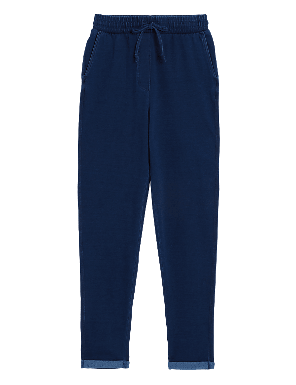 Jersey Denim Tapered Ankle Grazer Joggers