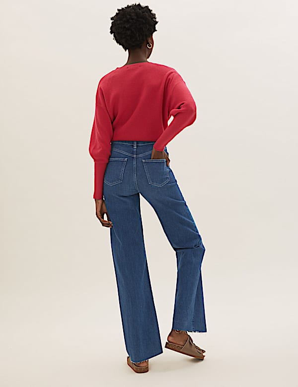 High Waisted Slim Fit Wide Leg Jeans