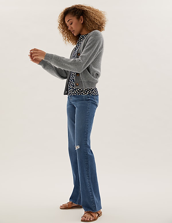 High Waisted Slim Fit Wide Leg Jeans