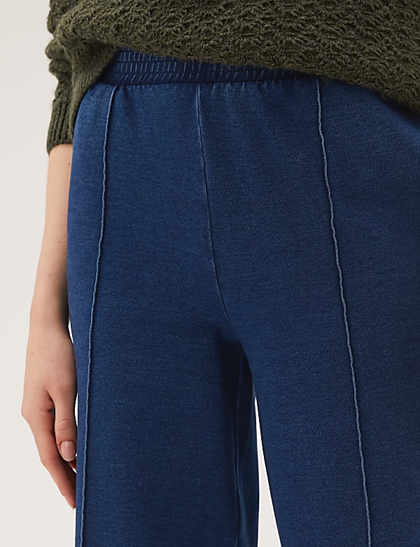 Denim Jersey Wide Leg Joggers