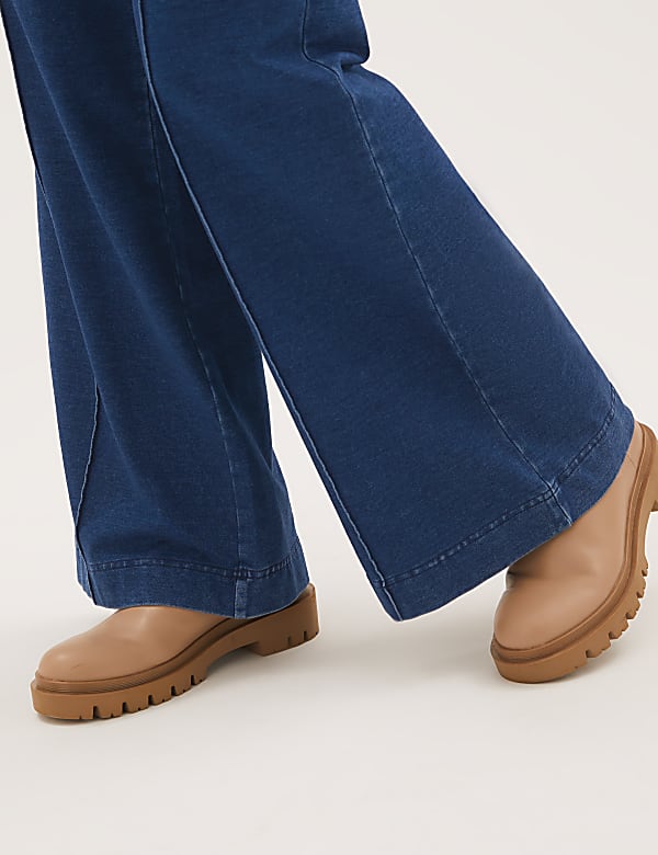 Denim Jersey Wide Leg Joggers