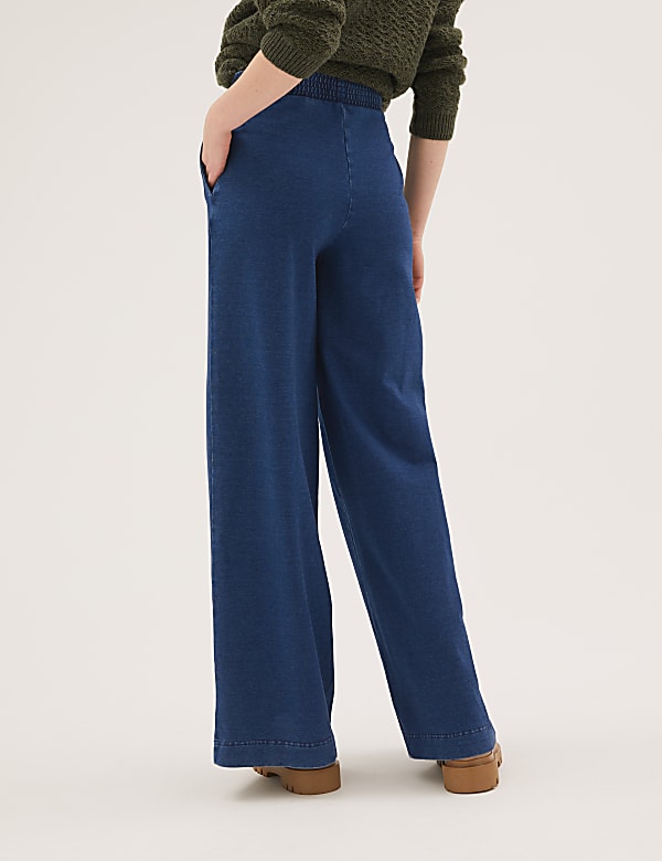 Denim Jersey Wide Leg Joggers