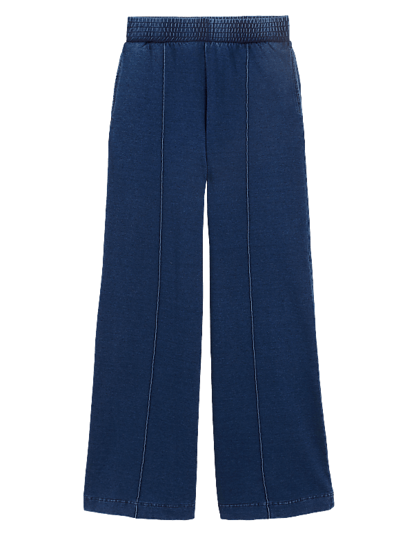 Denim Jersey Wide Leg Joggers
