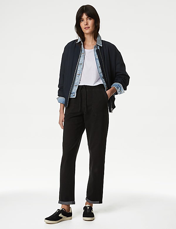 Denim Jersey Straight Leg Trousers - BE