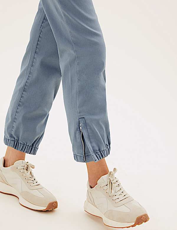 Cotton Blend Slim Fit Ankle Grazer Joggers