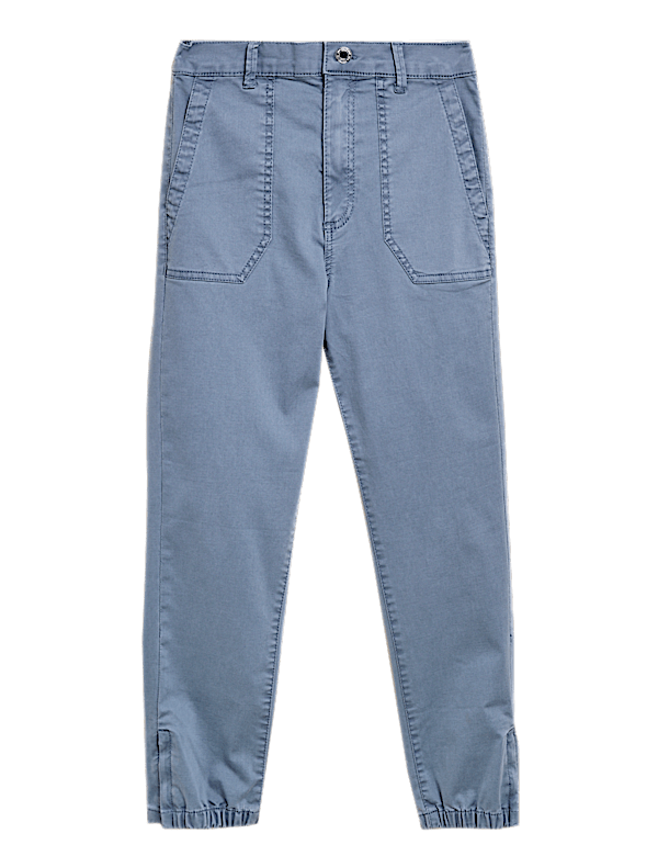 Cotton Blend Slim Fit Ankle Grazer Joggers