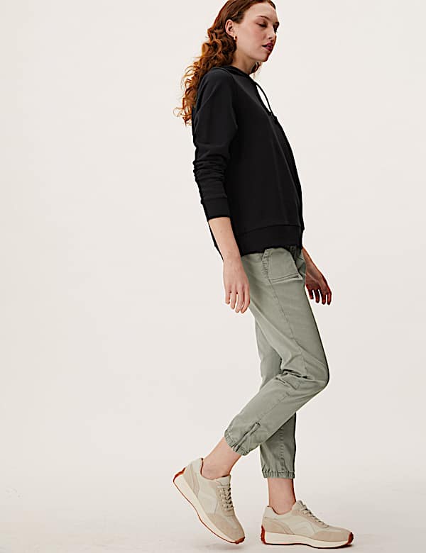 Cotton Blend Slim Fit Ankle Grazer Joggers
