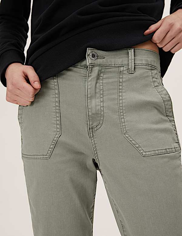 Cotton Blend Slim Fit Ankle Grazer Joggers
