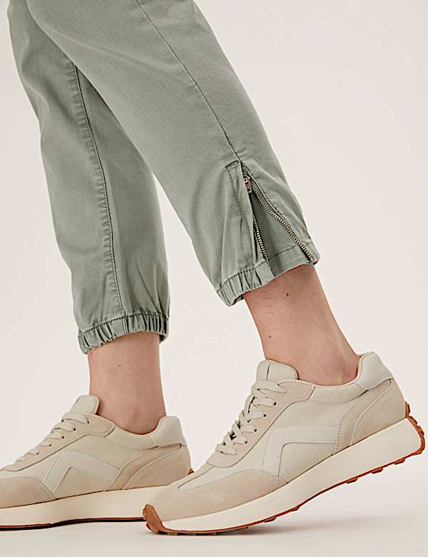 Cotton Blend Slim Fit Ankle Grazer Joggers