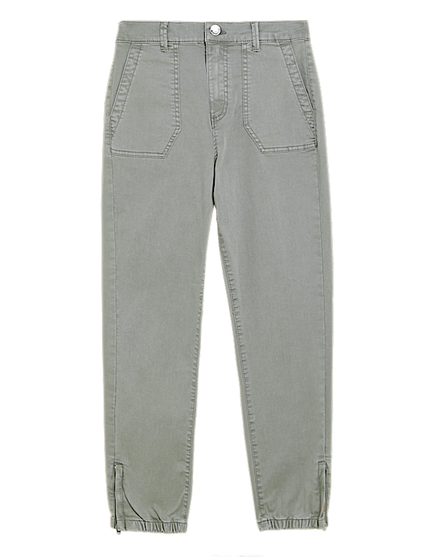 Cotton Blend Slim Fit Ankle Grazer Joggers