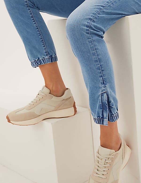 Cotton Blend Slim Fit Ankle Grazer Joggers